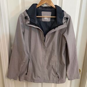 32 Degrees Cool Jacket Women Medium Gray Hooded Lightweight Stretch Zip Coat